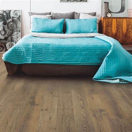 Hardwood look floor in a bedroom 